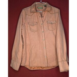 Western Style Faux Suede Button Up Shirt, Womens Long Sleeve Shirt